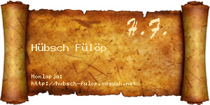Hübsch Fülöp névjegykártya